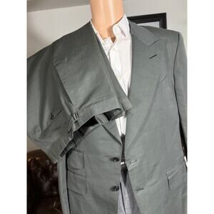 Tom Ford Sage Green Atticus Peak Lapel Cotto Silk 2pc Suit 56 46R 39x33 Trousers